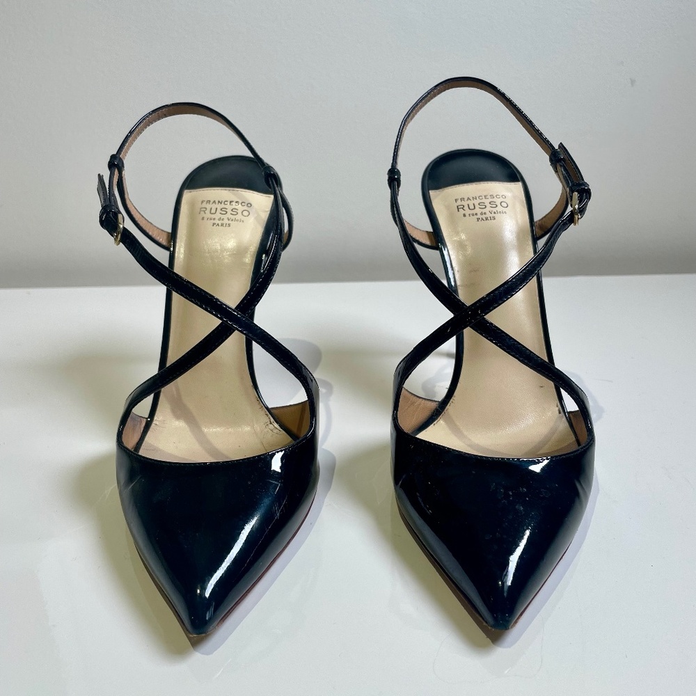 Francesco Russo Black Patent Heels size 38